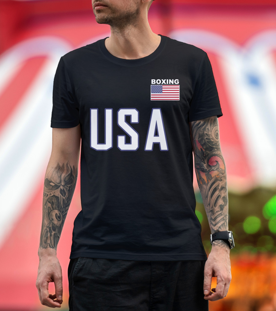 USA Flag Boxing Jacket With Pocket Equipment Theme For Boxer T-Shirt