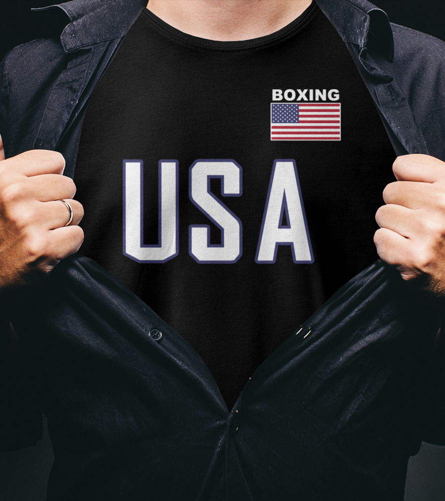 USA Flag Boxing Jacket With Pocket Equipment Theme For Boxer T-Shirt