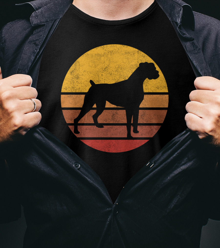 Vintage Sunset Boxer Dog T-Shirt