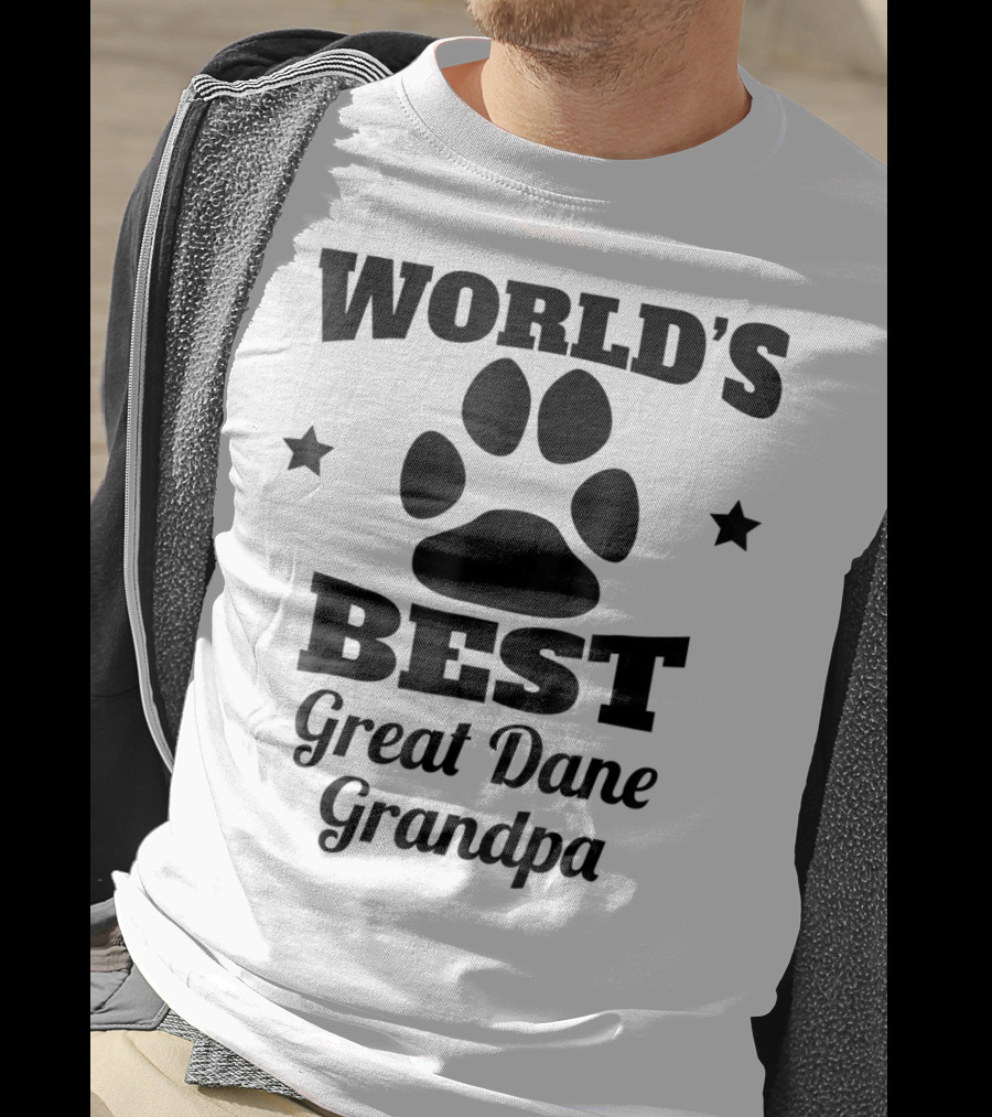 World's Best Great Dane Grandpa Paws And Stars T-Shirt