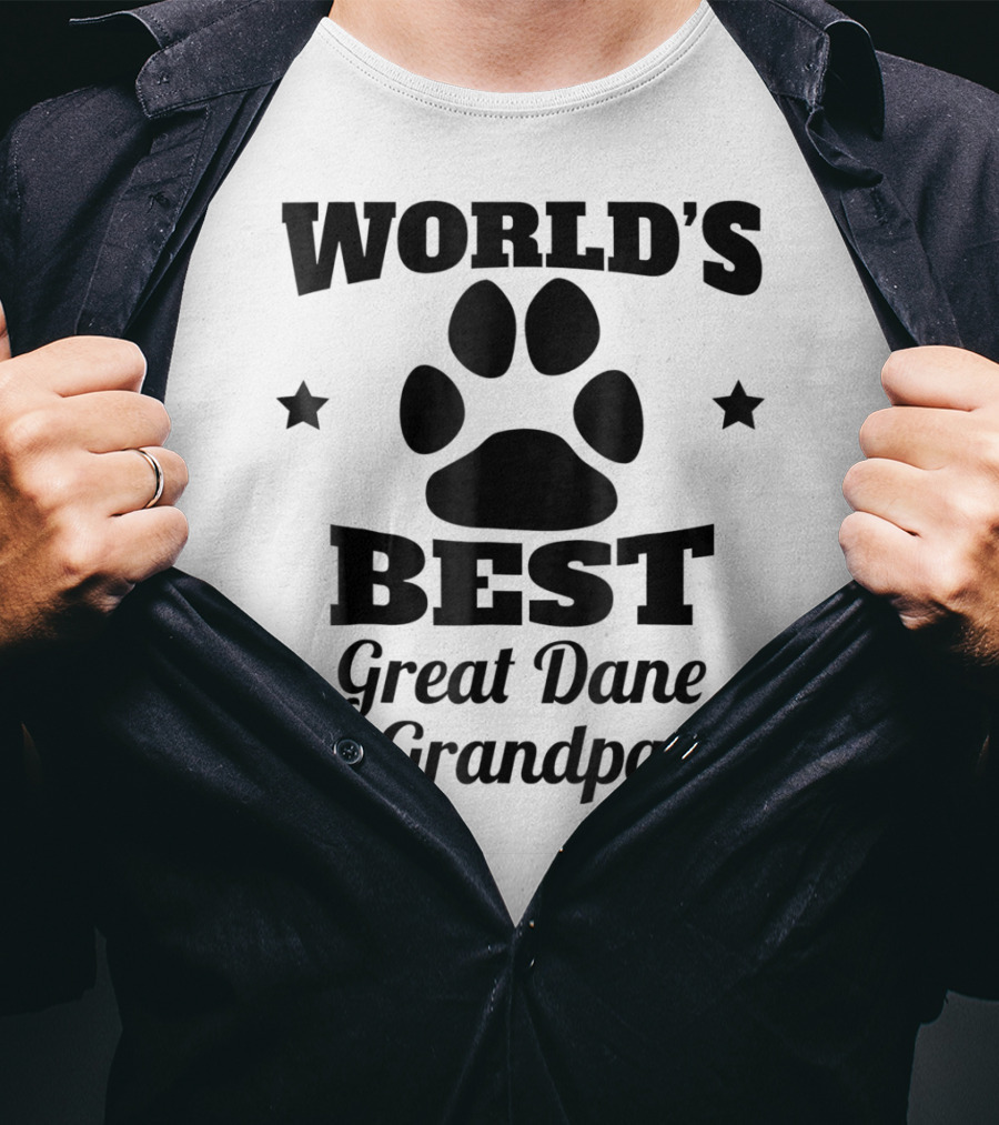 World's Best Great Dane Grandpa Paws And Stars T-Shirt