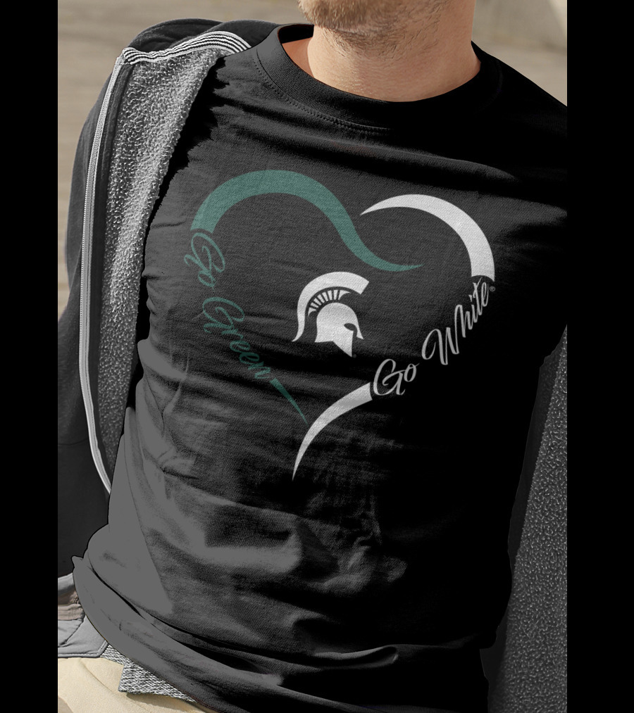 Michigan State Spartans Go Green Go White Heart T-Shirt