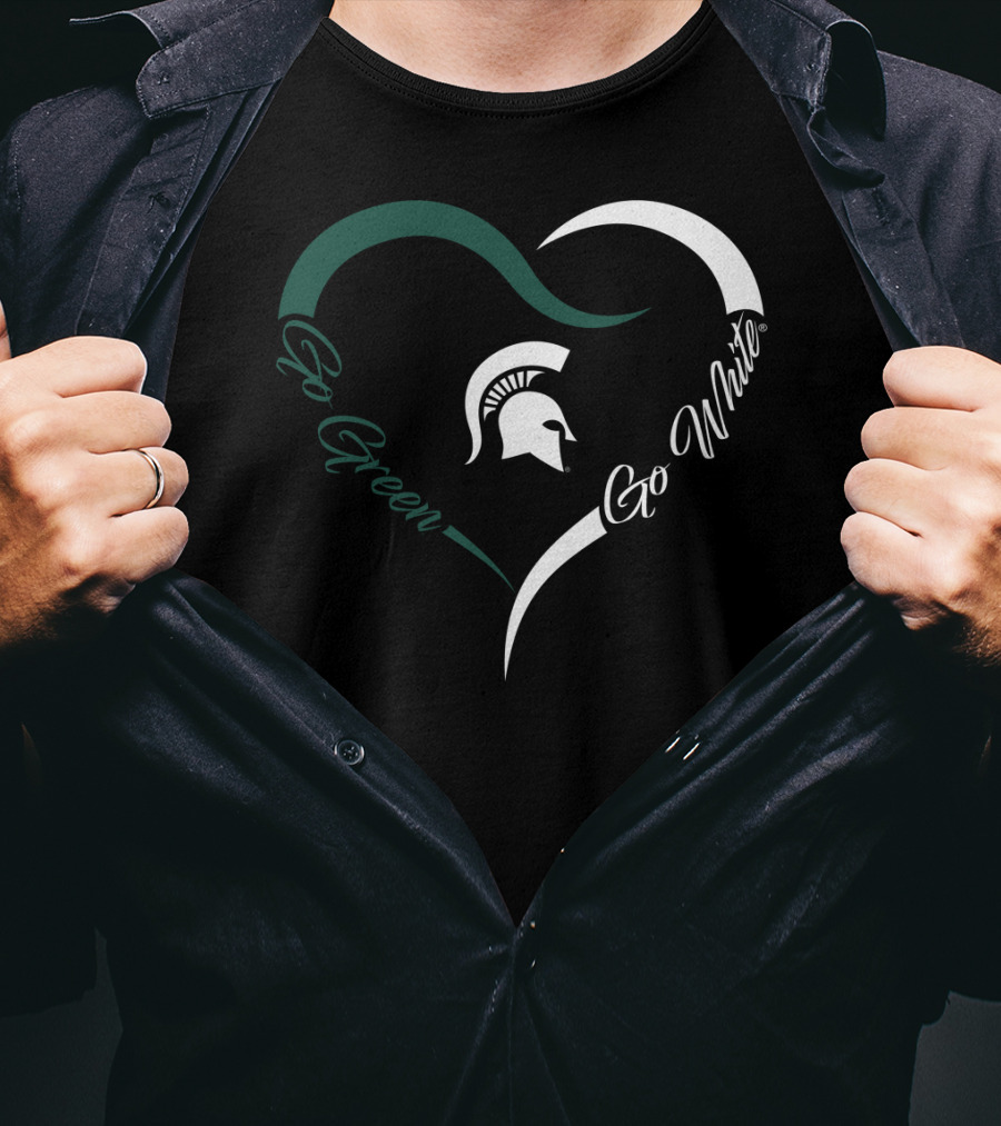 Michigan State Spartans Go Green Go White Heart T-Shirt