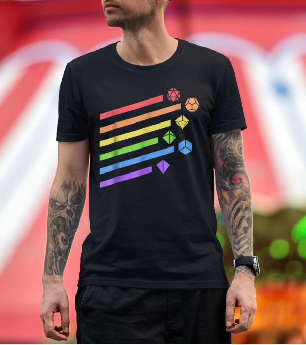 Premium T-Shirt: Polyhedral Dice Set Rainbow Colors Minimalist T-Shirt Polyhedral Dice Set Rainbow Colors Minimalist T-Shirt