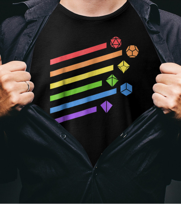 Polyhedral Dice Set Rainbow Colors Minimalist T-Shirt