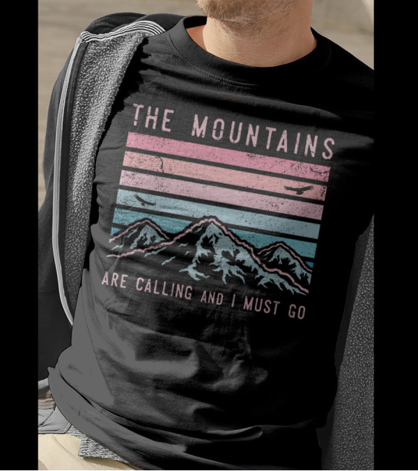 The Mountains Are Calling And I Must Go Sunset Birds T-Shirt