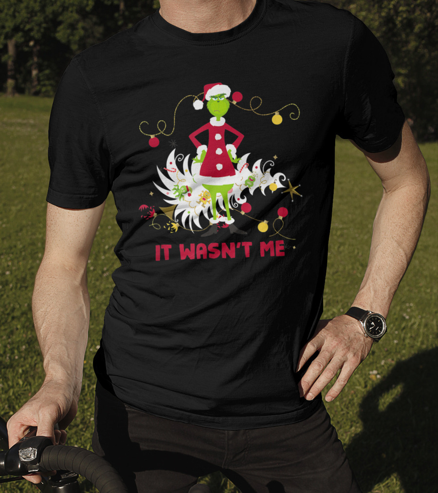 Drseuss The Grinch It Wasn't Me Santa Outfit Holiday Whimsy T-Shirt