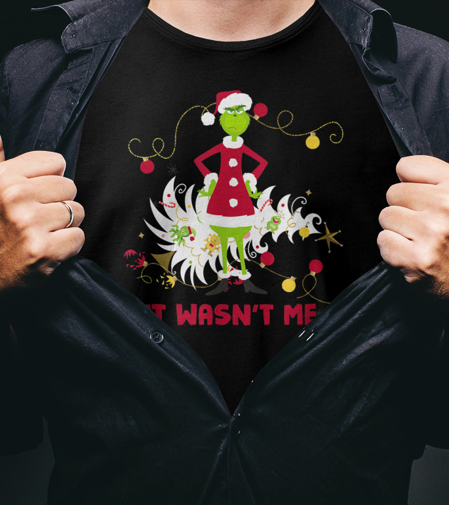 Drseuss The Grinch It Wasn't Me Santa Outfit Holiday Whimsy T-Shirt