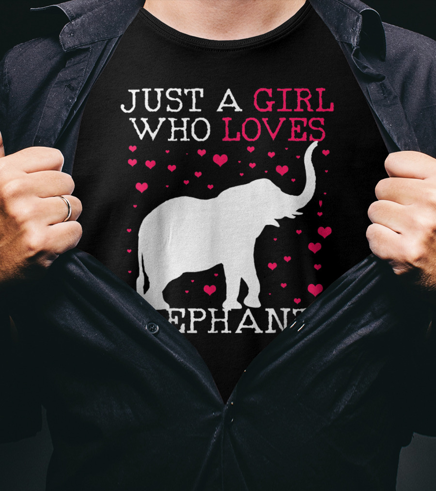 Just A Girl Who Loves Elephants With Heart Graphics T-Shirt