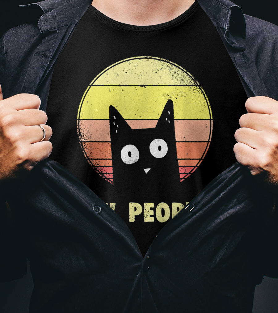 Ew People Vintage Funny Cat Lover Retro Sunset T-Shirt