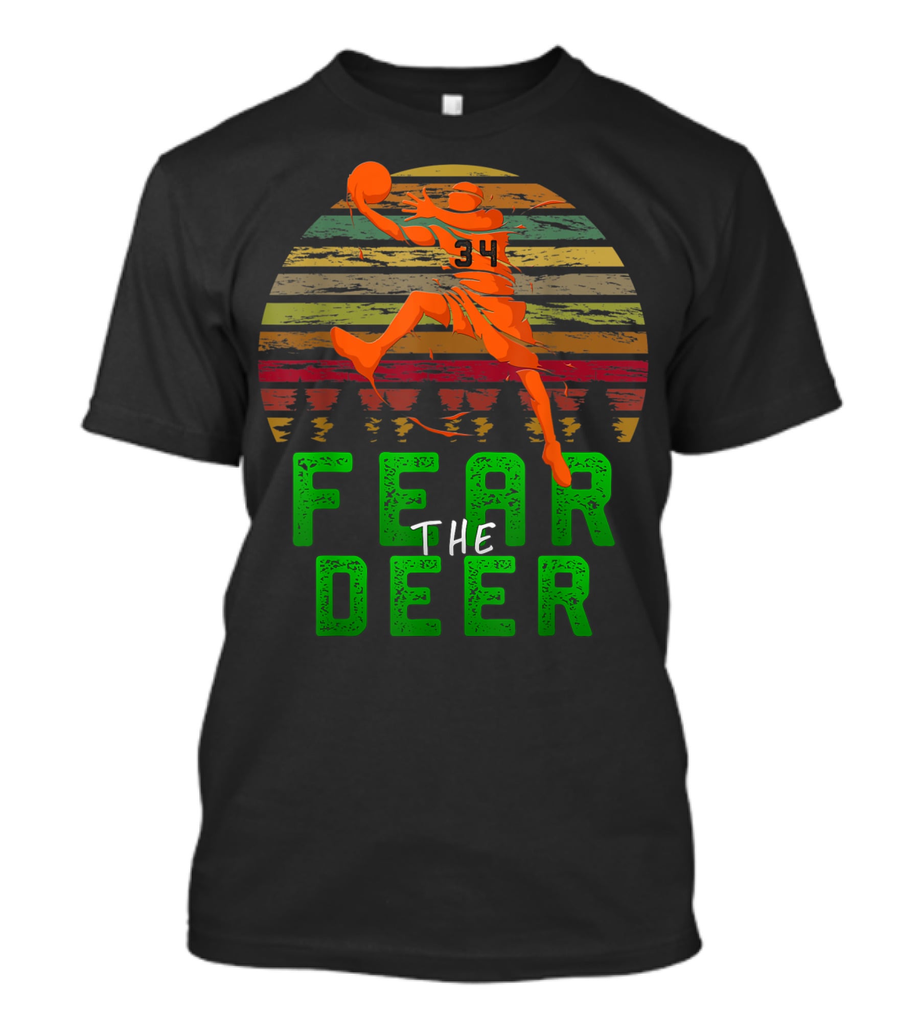 Fear The Deer Milwaukee Basketball Retro Sunset Jumper T-Shirt