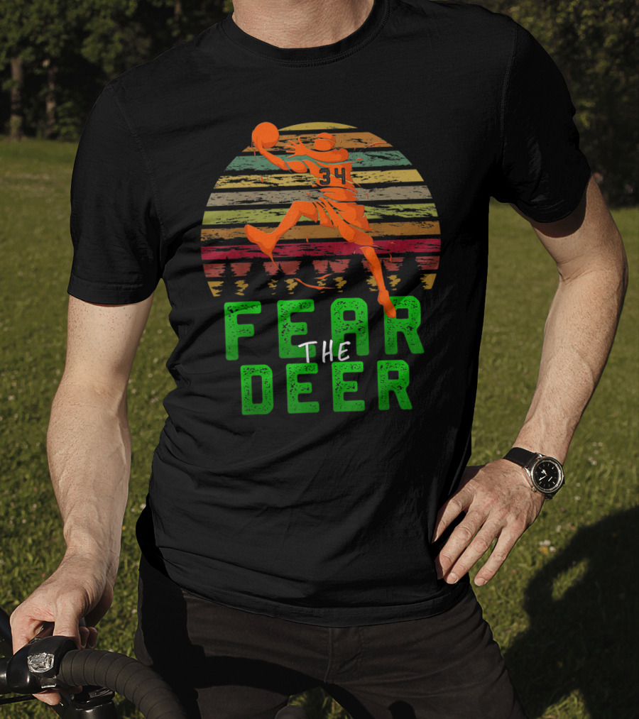 Fear The Deer Milwaukee Basketball Retro Sunset Jumper T-Shirt