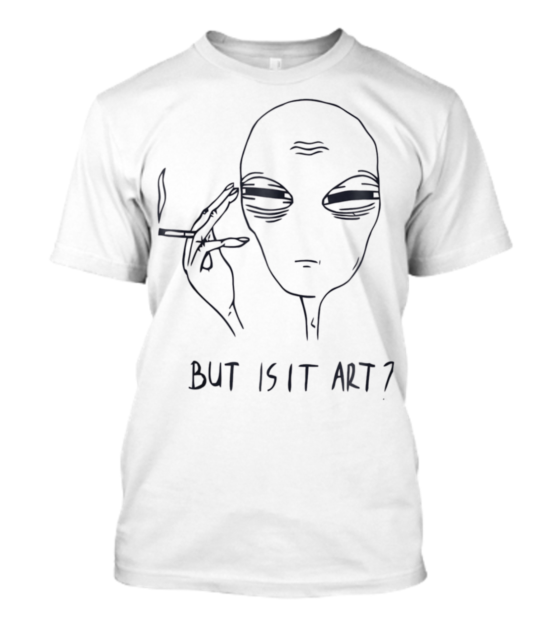 Alien But Is It Art? Smoking Extraterrestrial Sketch T-Shirt