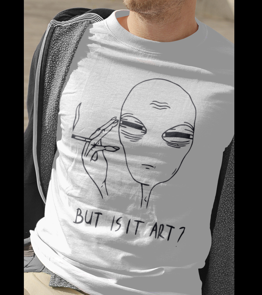 Alien But Is It Art? Smoking Extraterrestrial Sketch T-Shirt