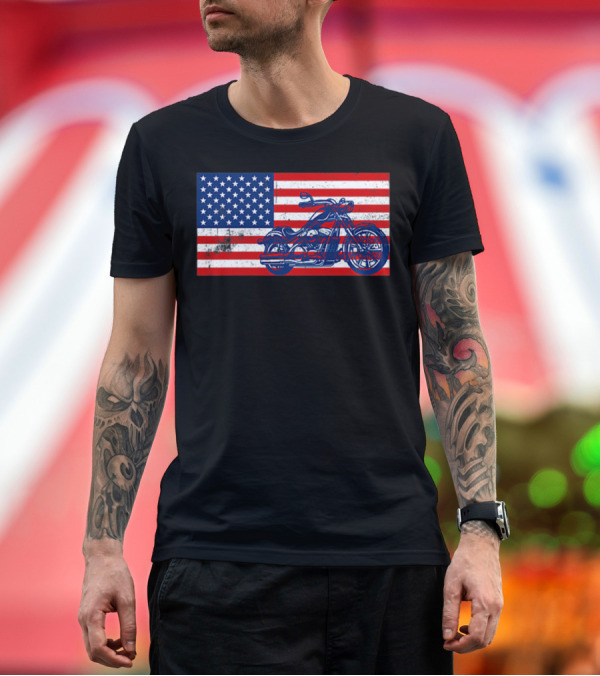 Premium T-Shirt: American Flag Motorcycle Stars and Stripes Pocket Motorcycl T-Shirt American Flag Motorcycle Stars and Stripes Pocket Motorcycl T-Shirt