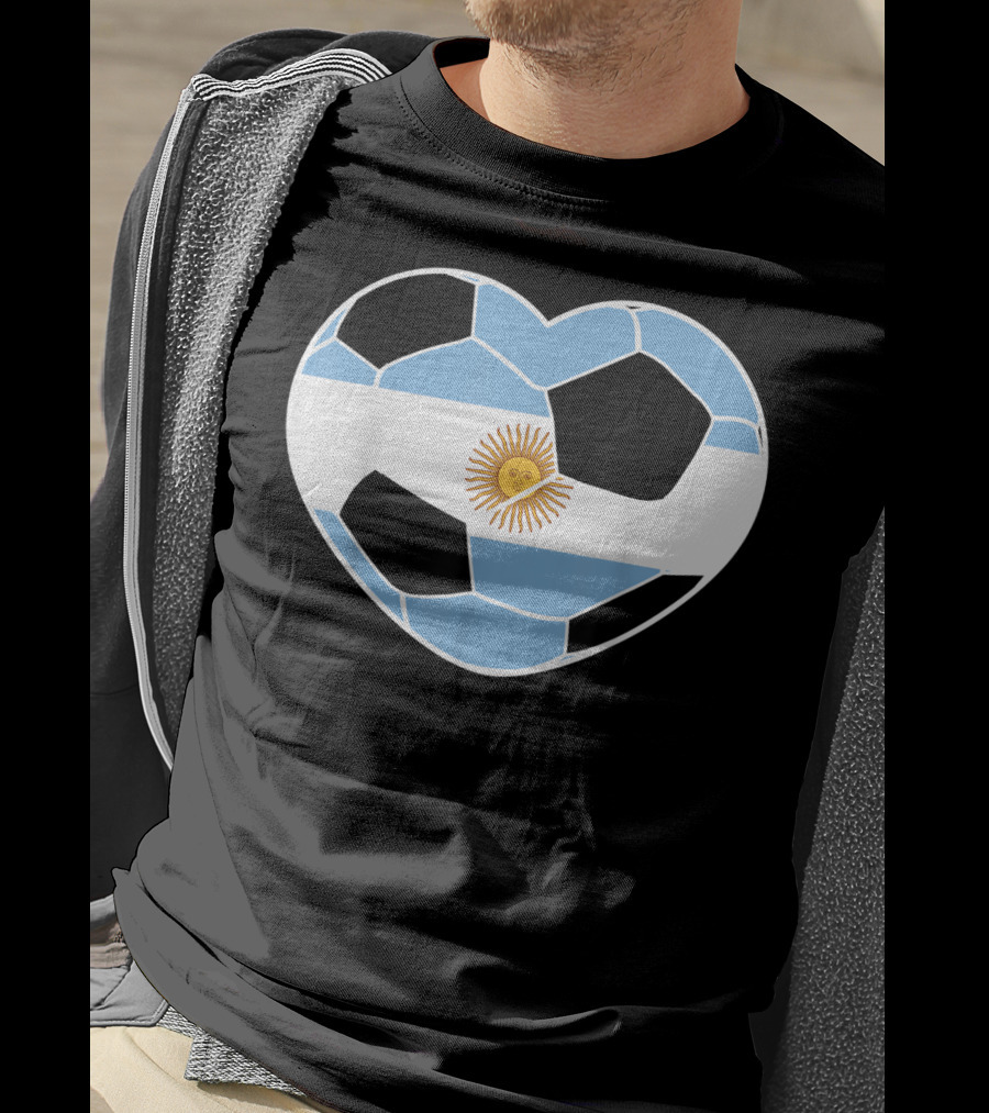 Argentina Soccer Ball Heart Flag Emblem Argentina T-Shirt