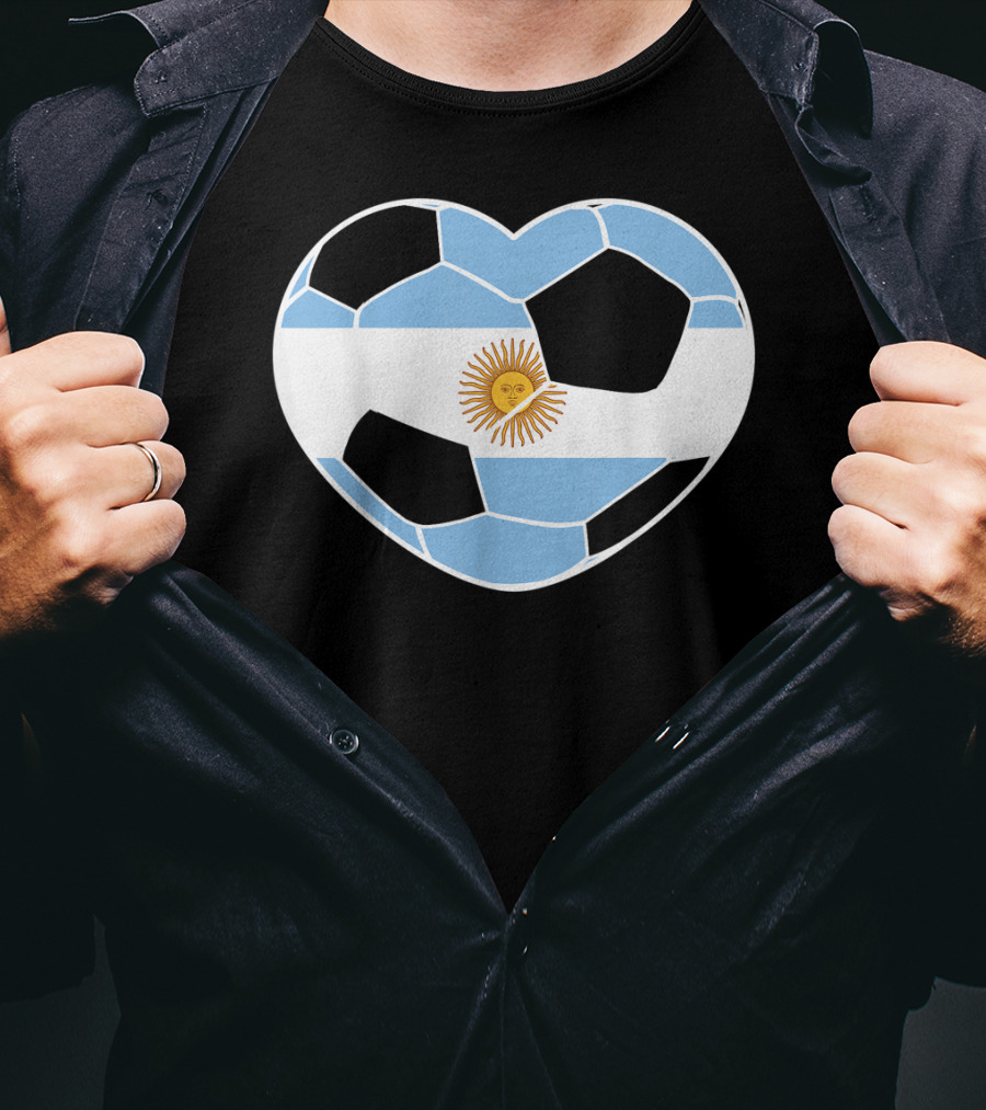 Argentina Soccer Ball Heart Flag Emblem Argentina T-Shirt