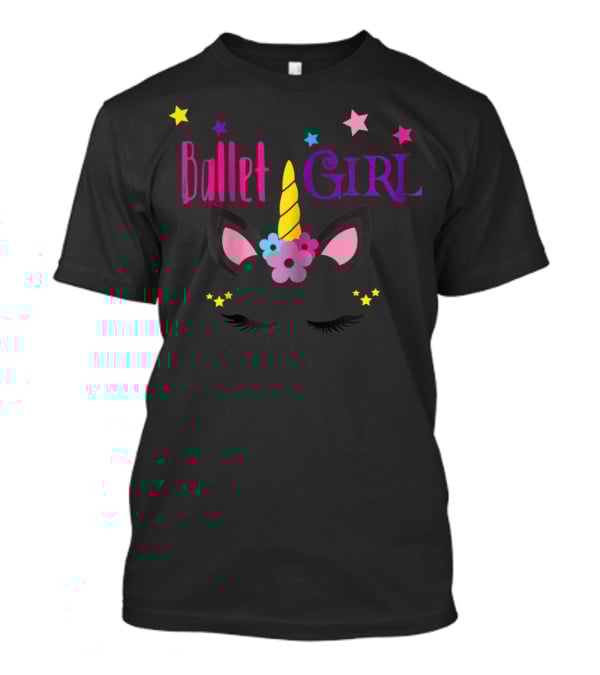 Ballet Girl Unicorn Cute Stars And Flowers T-Shirt