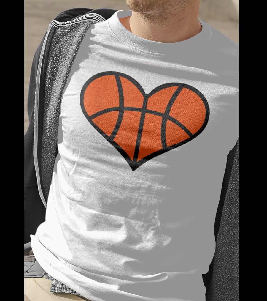 Basketball Heart Shape Orange Ball Lines T-Shirt