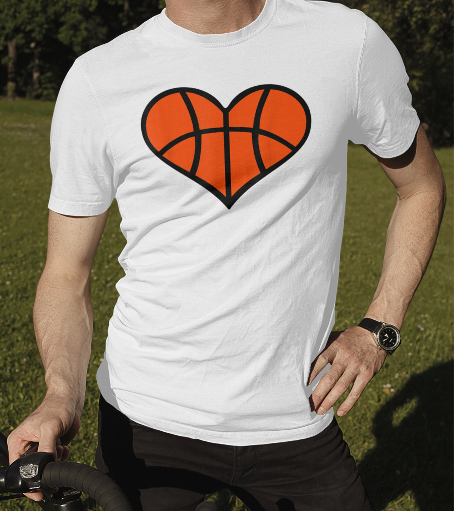 Basketball Heart Shape Orange Ball Lines T-Shirt