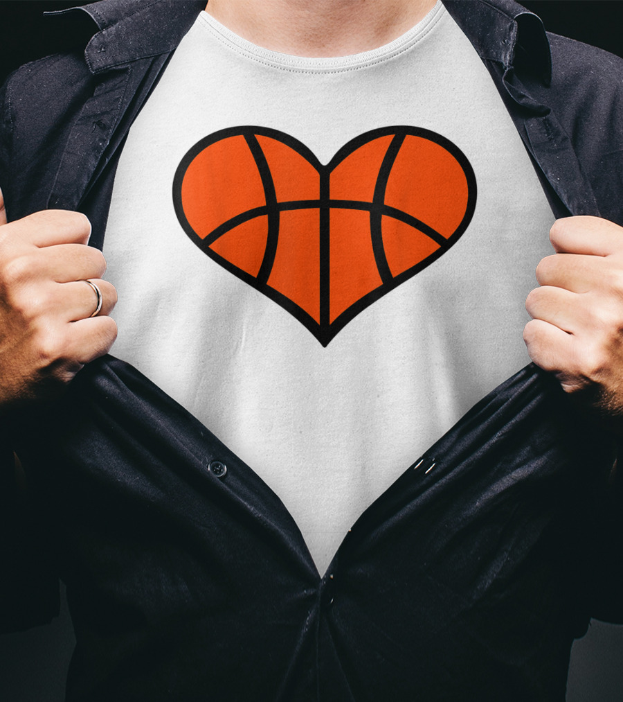 Basketball Heart Shape Orange Ball Lines T-Shirt