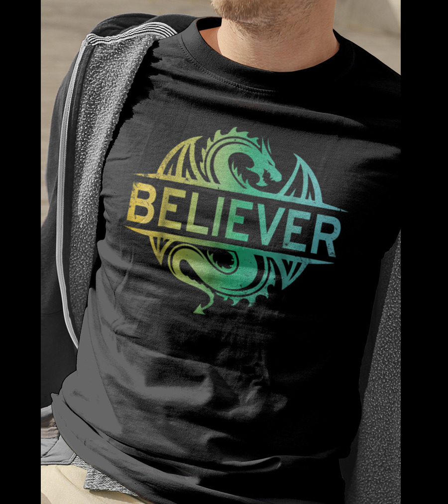 Believer Dragon Gradient Circle T-Shirt