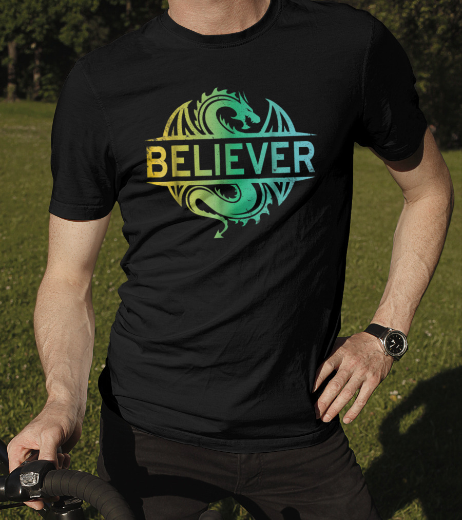 Believer Dragon Gradient Circle T-Shirt