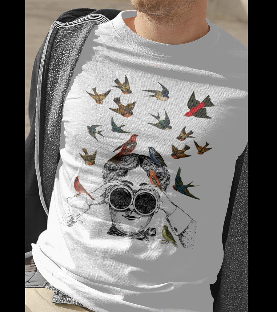 Ornithologist Birdwatching Twitcher Bird Love Enthusiast Birds Flock Binoculars T-Shirt