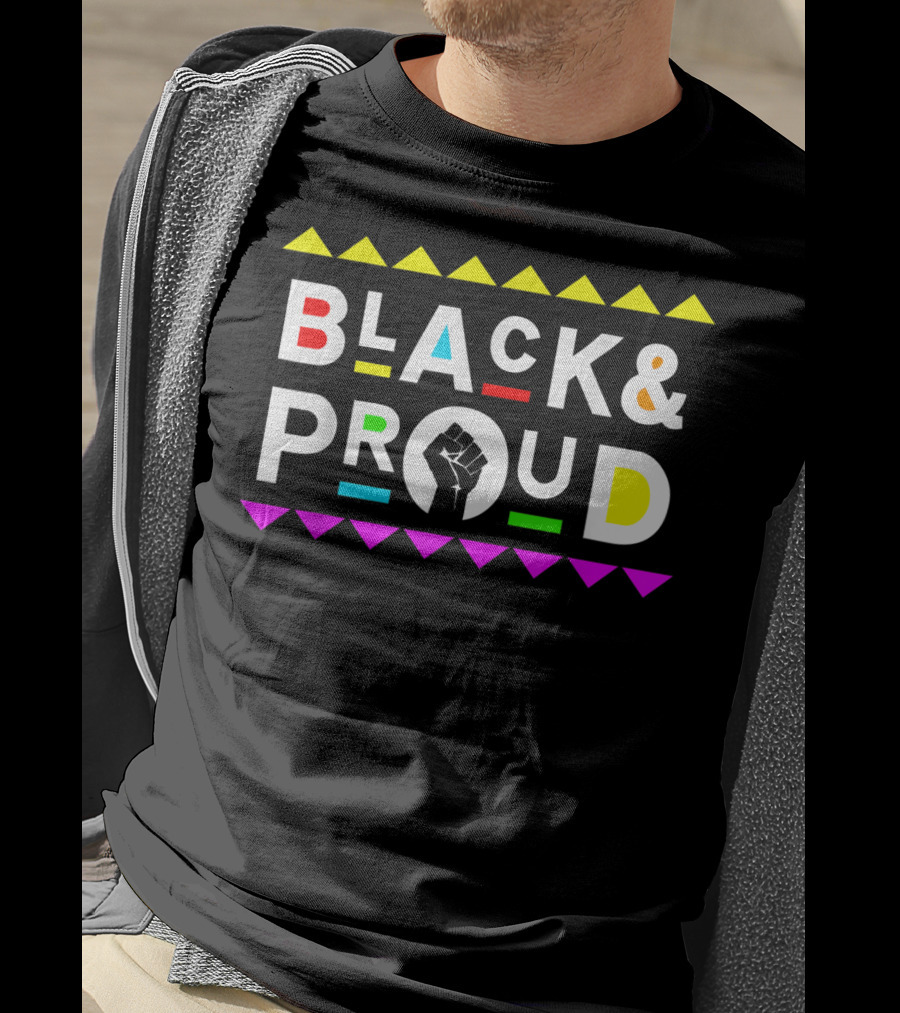 Black And Proud 90s Retro Colorful Fist T-Shirt