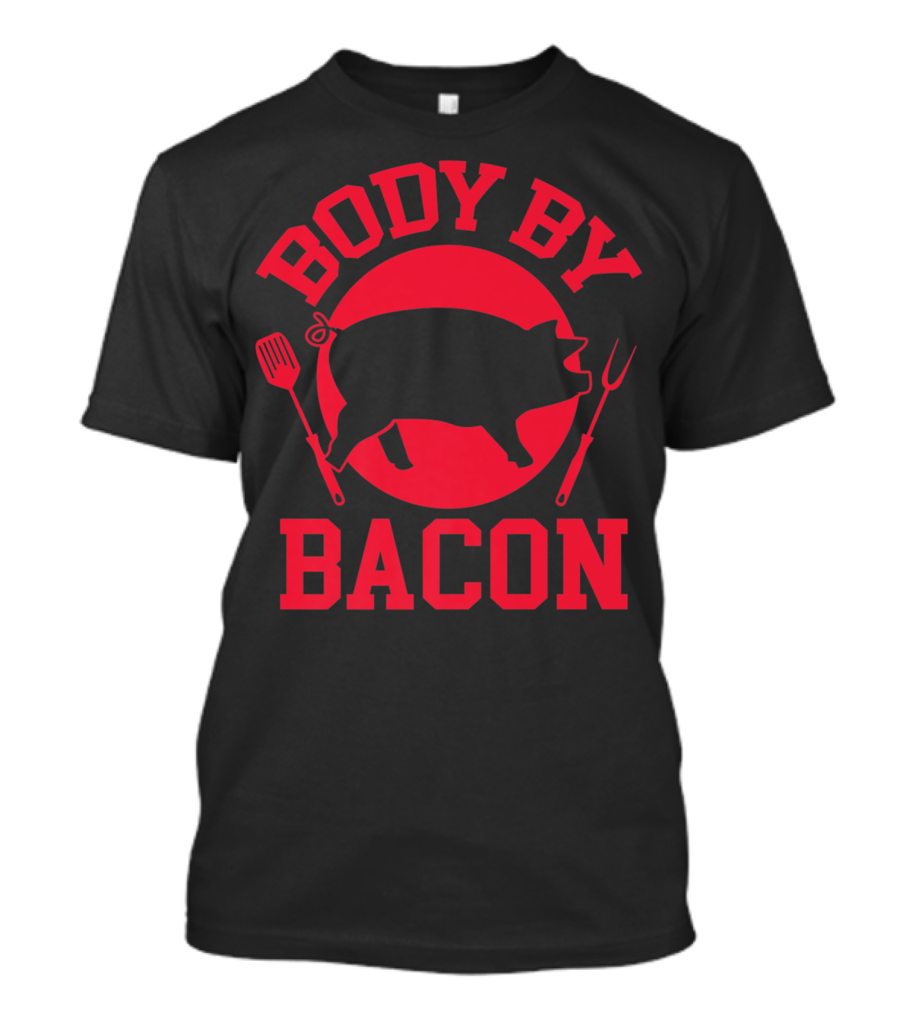 Body By Bacon Keto Carnivore Food Silhouette With Fork And Spatula T-Shirt