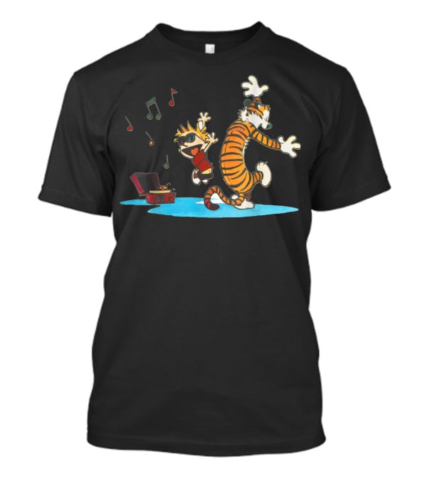 Calvin Dancing With Music Hobbes Vinyl Player T-Shirt