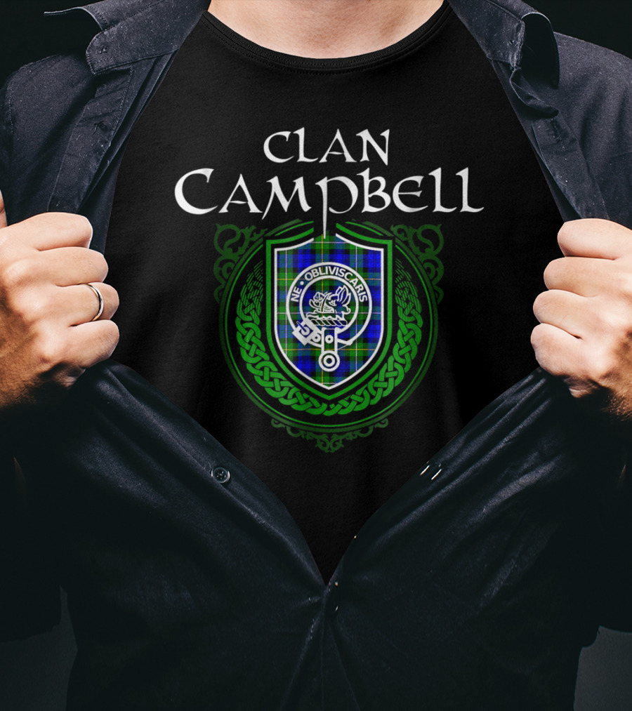 Clan Campbell Scottish Tartan Crest Badge Ne Obliviscaris T-Shirt
