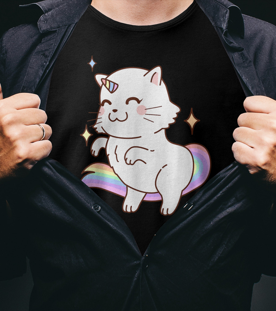 Caticorn Rainbow Cat Kittycorn Unicorn Kawaii Sparkles T-Shirt