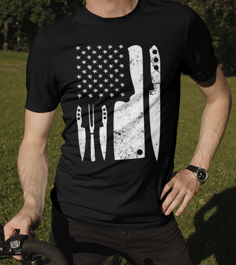 Chef Knife US Flag T-Shirt