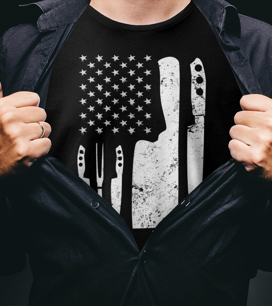 Chef Knife US Flag T-Shirt