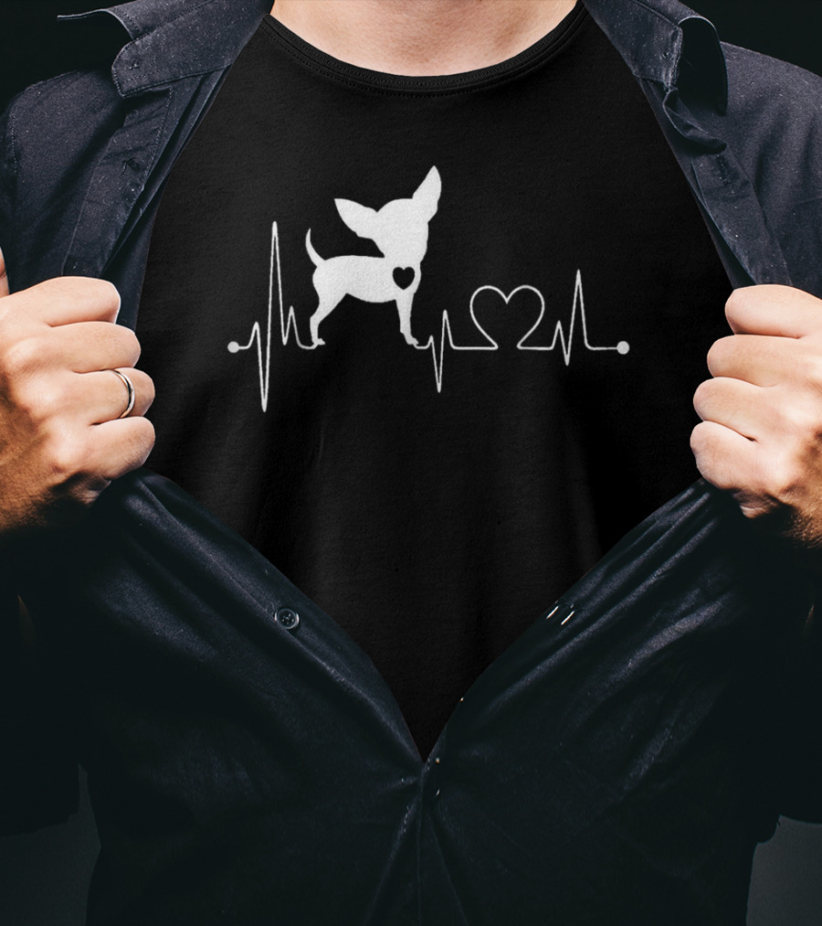 Chihuahua Dog Heartbeat Design With Heart T-Shirt