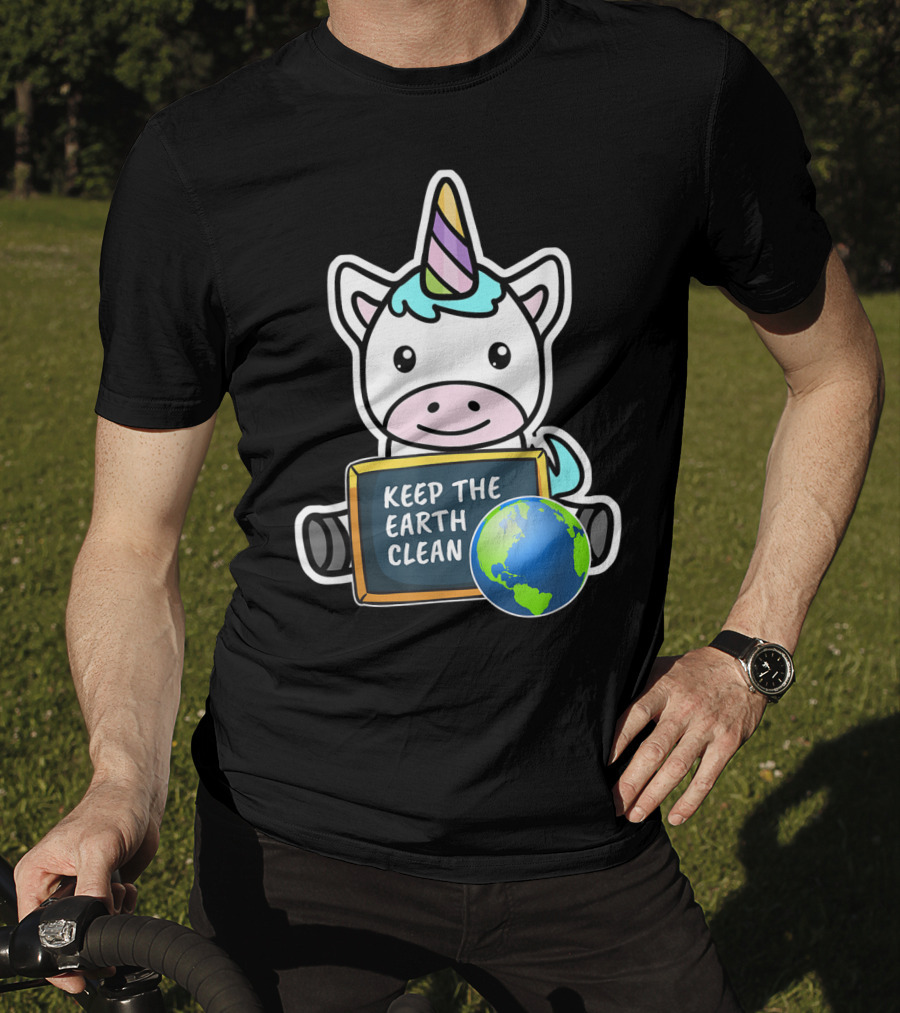 Keep The Earth Clean Cute Earth Day Unicorn T-Shirt