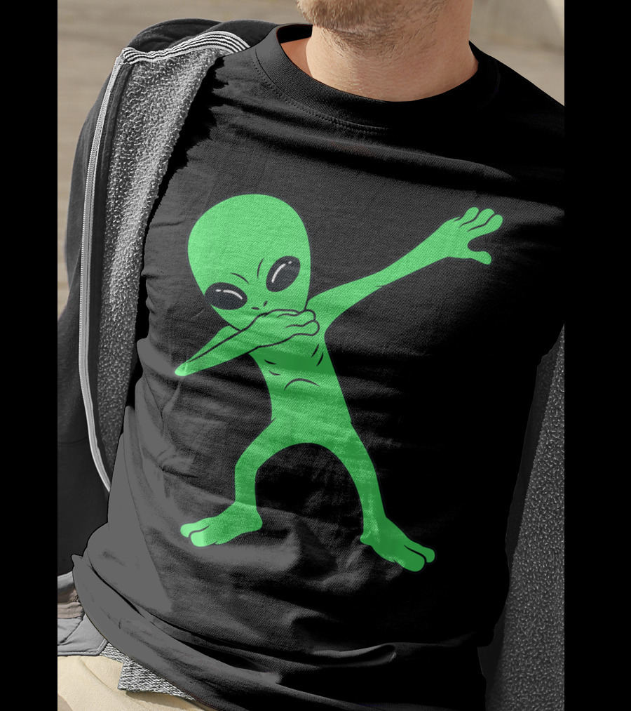 Dabbing Green Alien Halloween Funny Dab Dance T-Shirt