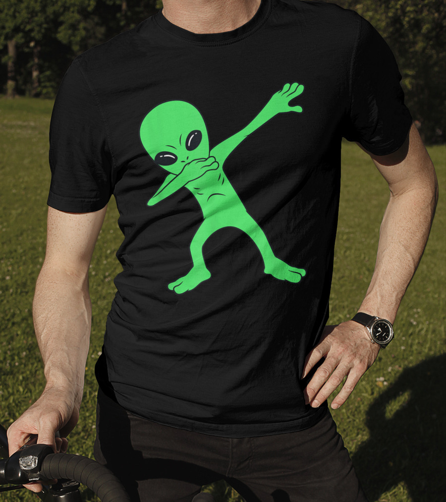 Dabbing Green Alien Halloween Funny Dab Dance T-Shirt