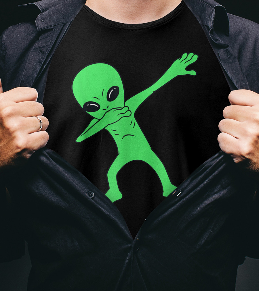 Dabbing Green Alien Halloween Funny Dab Dance T-Shirt