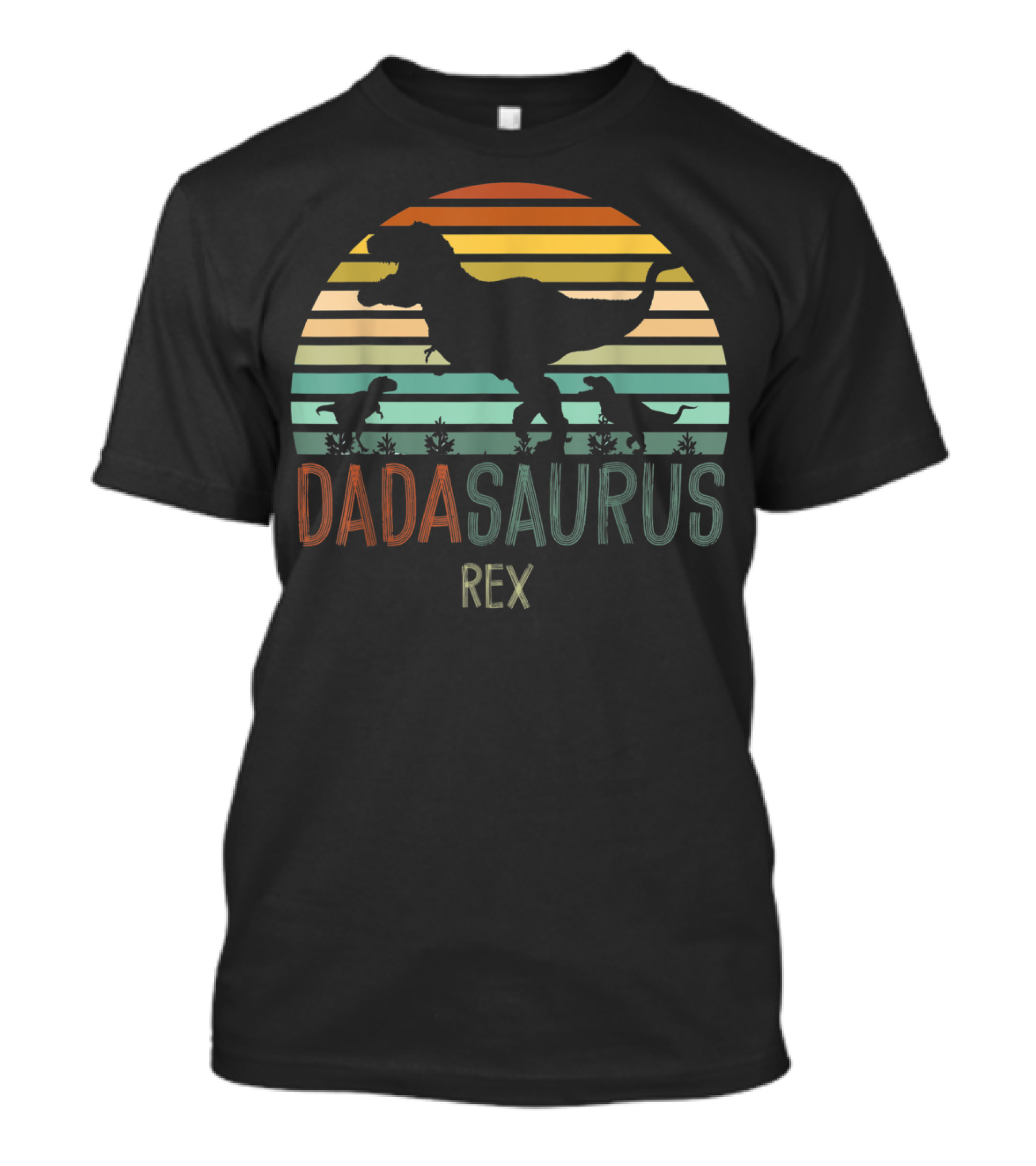 Dada Saurus Rex Retro Sunset Dinosaur T-Shirt