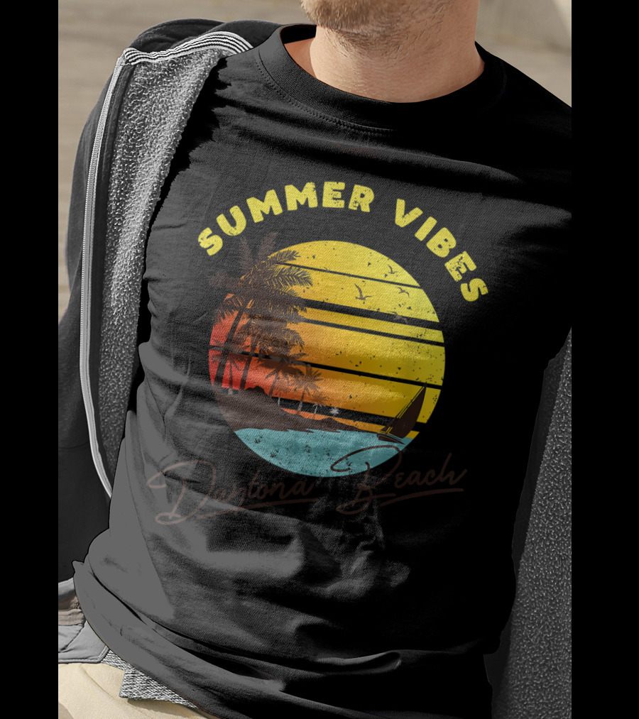 Summer Vibes Daytona Beach Tropical Sunset Palm Trees T-Shirt