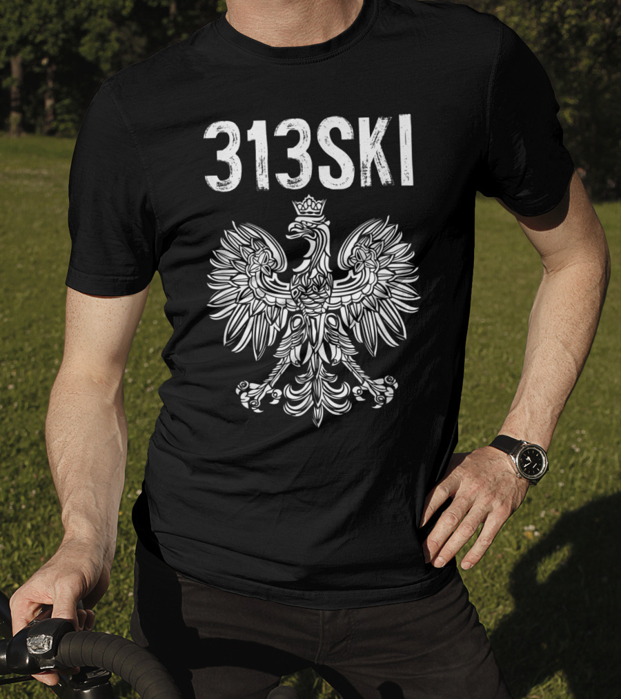 313SKI Detroit Michigan Polish Pride Area Code 313 Eagle T-Shirt
