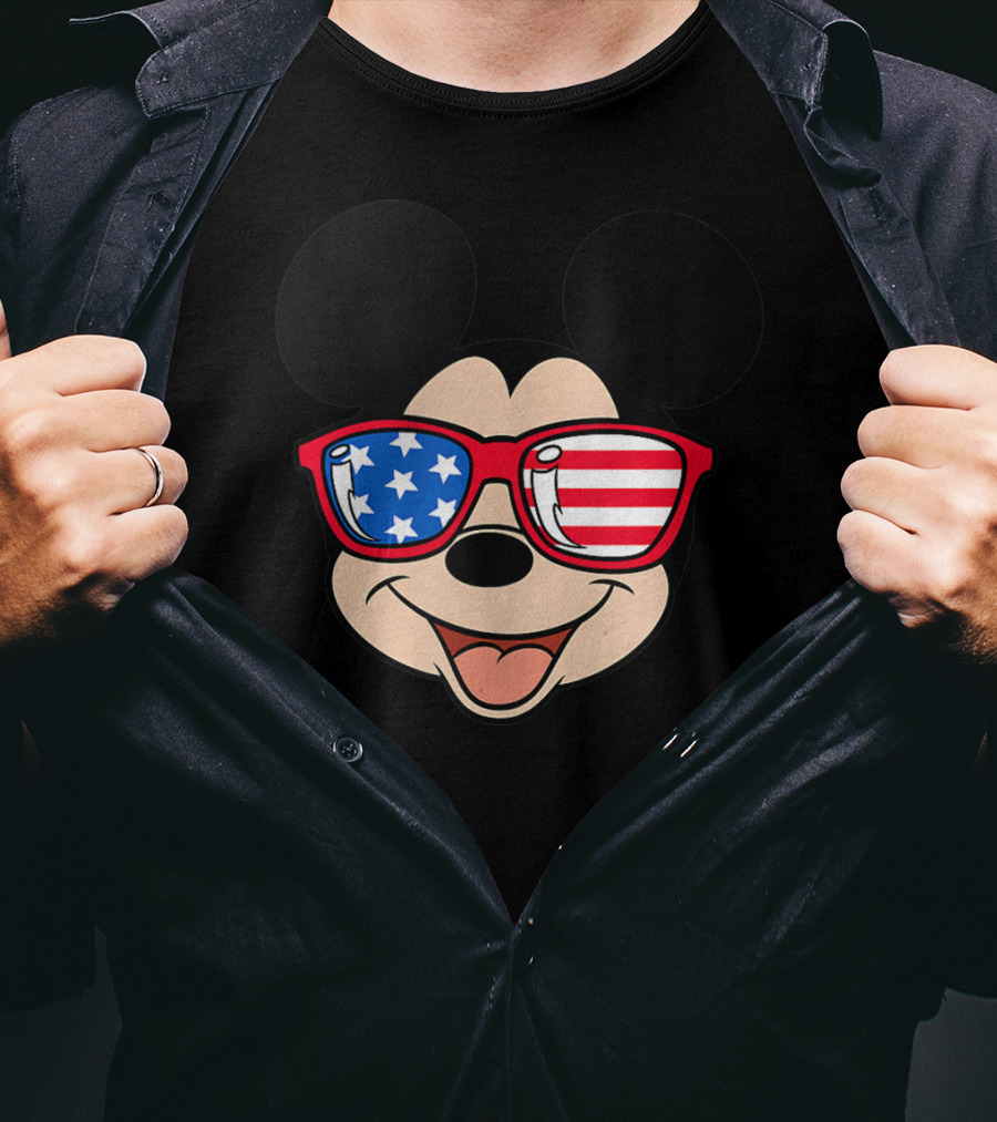 Disney Mickey Mouse American Flag Sunglasses T-Shirt