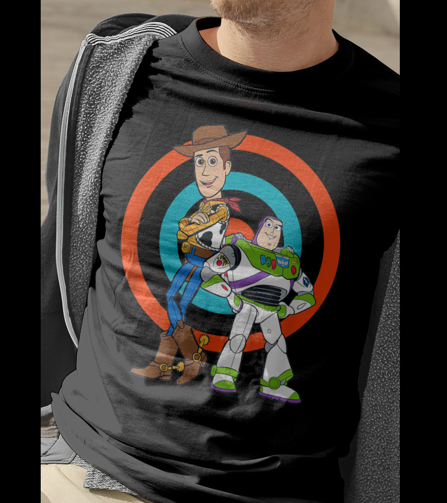 Toy Story Buzz Lightyear And Woody Target Background T-Shirt