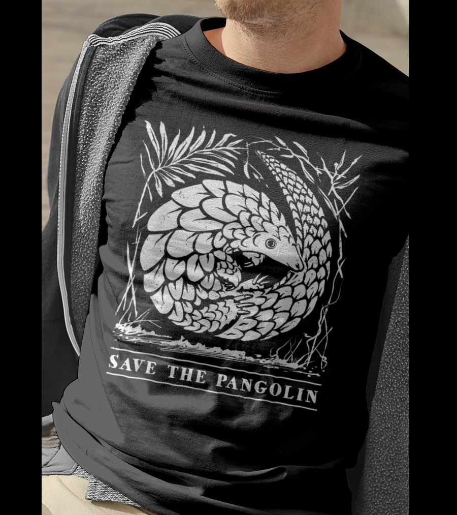 Endangered Species Save The Pangolin Circle Leaves T-Shirt