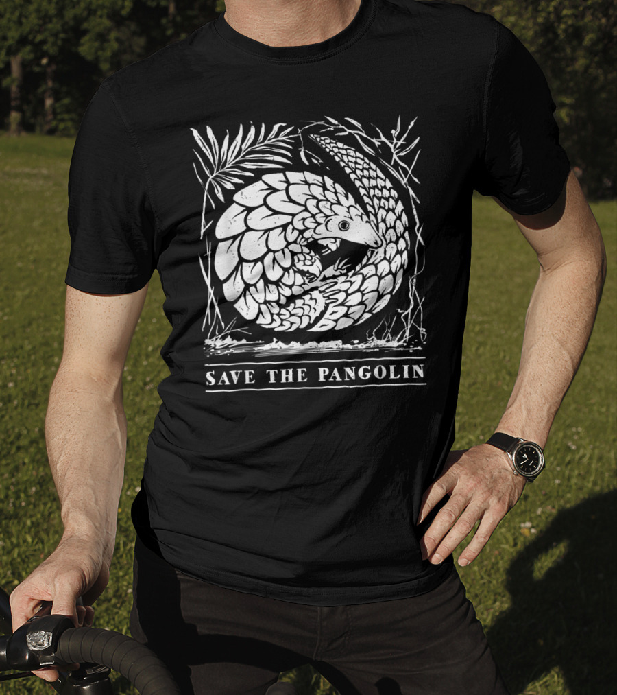 Endangered Species Save The Pangolin Circle Leaves T-Shirt