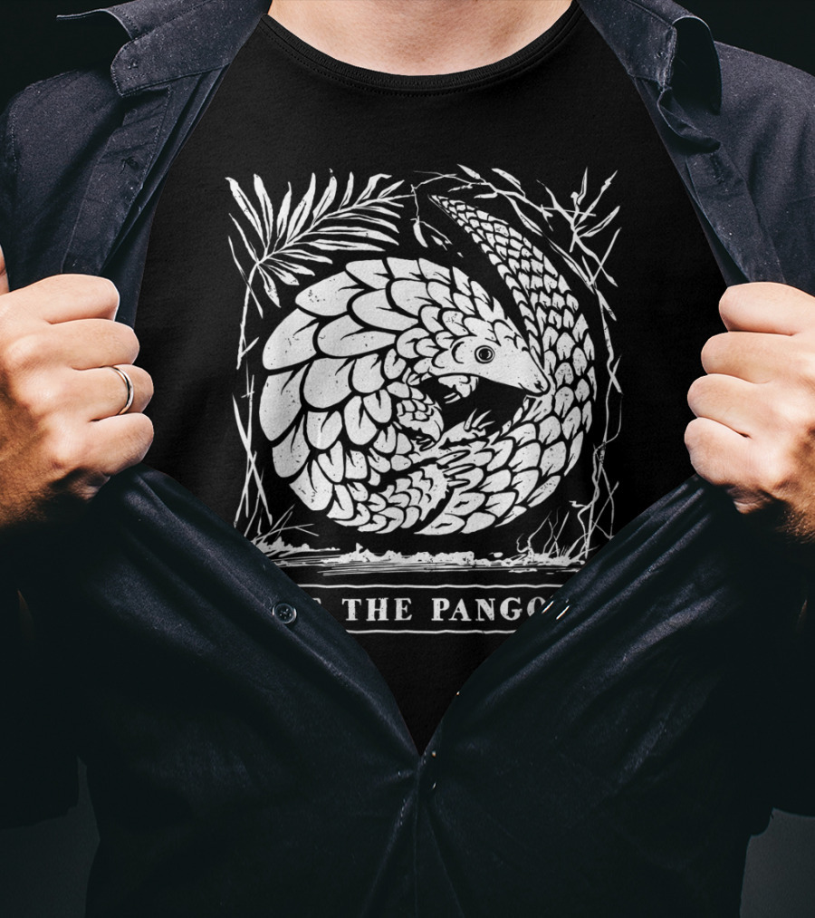 Endangered Species Save The Pangolin Circle Leaves T-Shirt