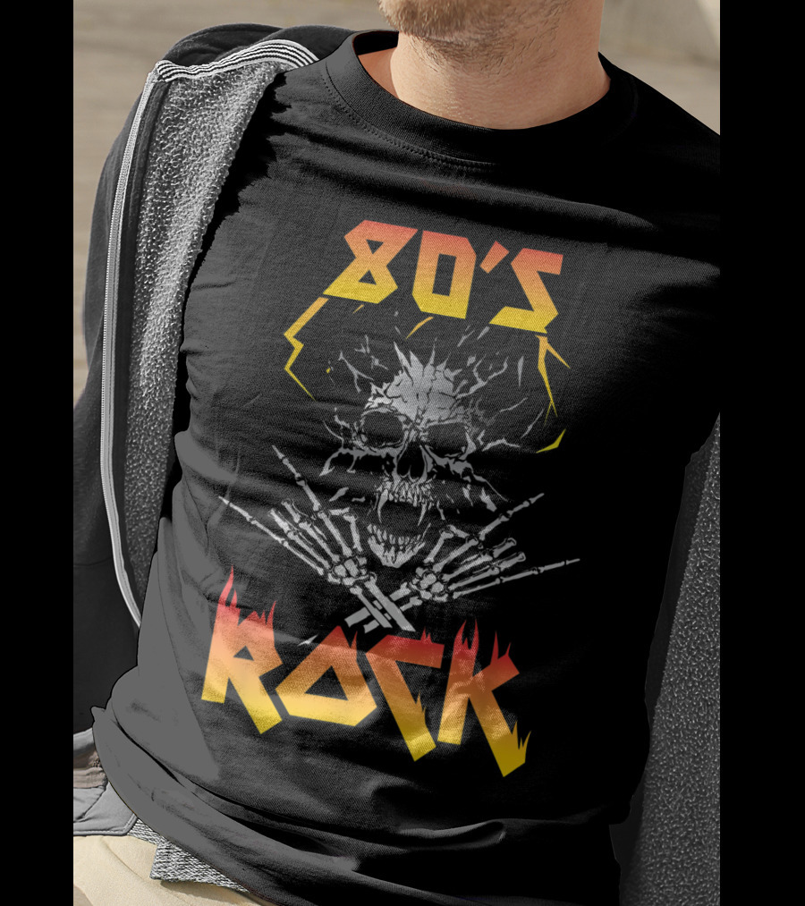 80's Rock Skull And Skeleton For Eighties Rockers T-Shirt