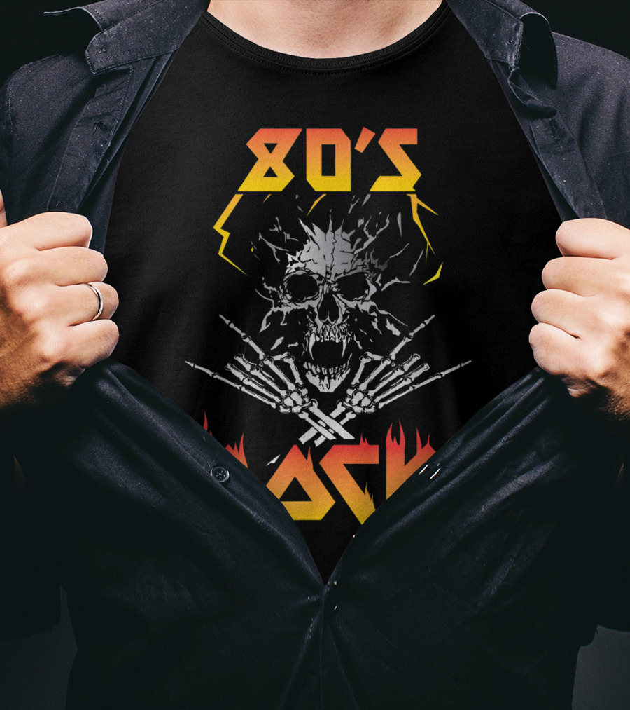 80's Rock Skull And Skeleton For Eighties Rockers T-Shirt